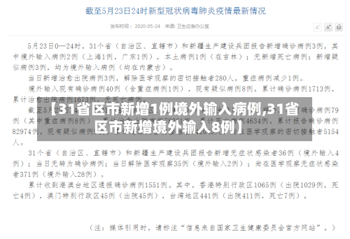 【31省区市新增1例境外输入病例,31省区市新增境外输入8例】