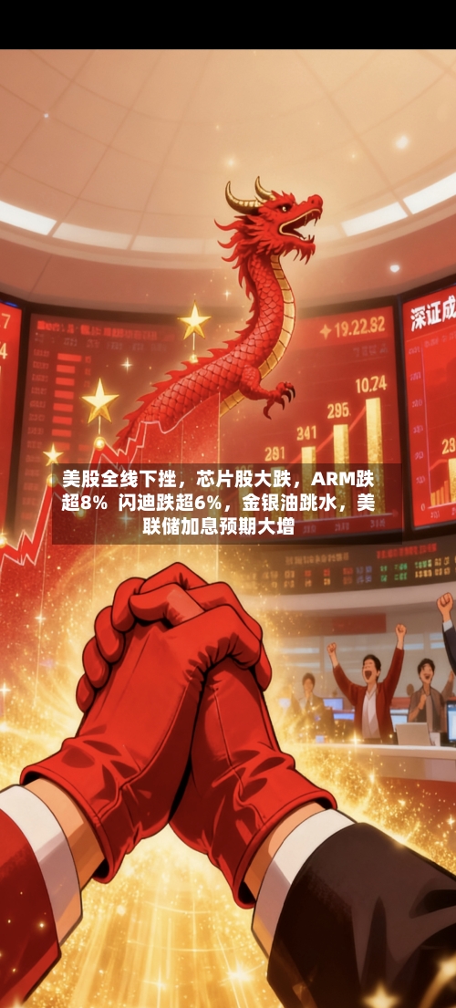 美股全线下挫	，芯片股大跌，ARM跌超8%  闪迪跌超6%，金银油跳水	，美联储加息预期大增-第2张图片