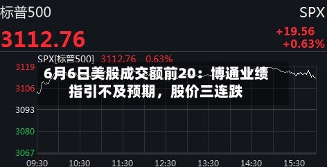 6月6日美股成交额前20：博通业绩指引不及预期，股价三连跌
