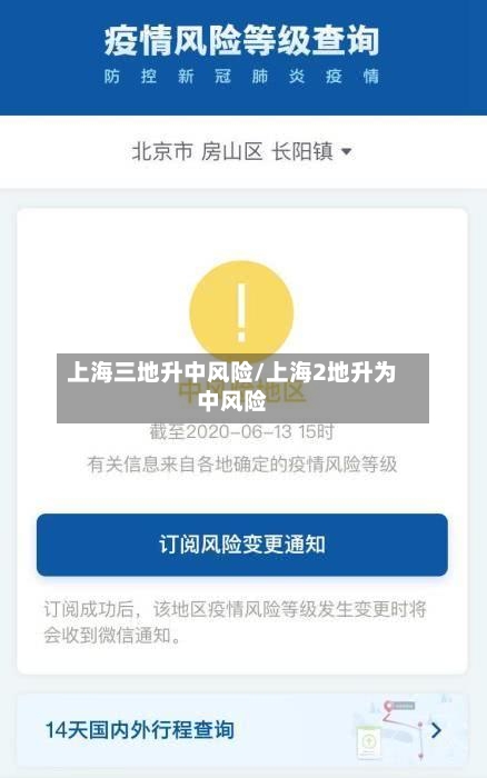 上海三地升中风险/上海2地升为中风险