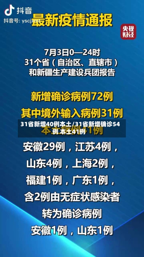 31省新增40例本土/31省新增确诊54例 本土41例-第2张图片